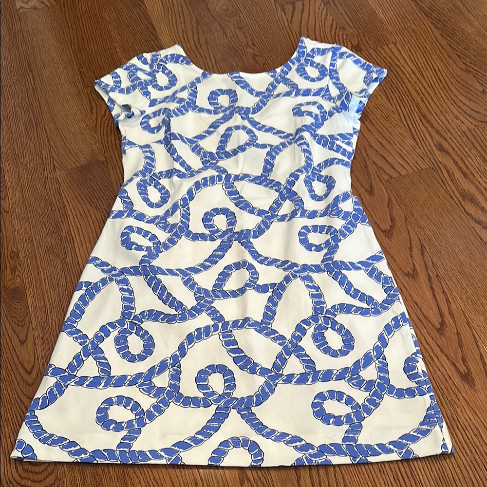 Mahi Gold Blue and White Patterned Dress
